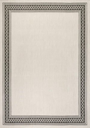 HomeRoots 8' X 10' Cream and Black Area Rug – Durable, Versatile Indoor/Outdoor Style for Any Space, Easy Care! 702923
