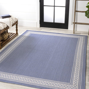 HomeRoots 8' X 10' Blue And Cream Rectangular Area Rug – Stylish, Durable, Low Maintenance for Indoor & Outdoor Use 702926