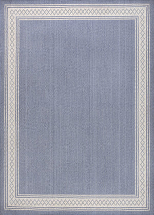 HomeRoots 8' X 10' Blue And Cream Rectangular Area Rug – Stylish, Durable, Low Maintenance for Indoor & Outdoor Use 702926