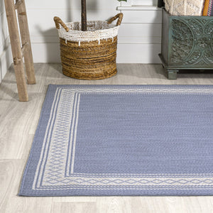 HomeRoots 8' X 10' Blue And Cream Rectangular Area Rug – Stylish, Durable, Low Maintenance for Indoor & Outdoor Use 702926