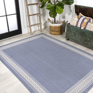 HomeRoots 8' X 10' Blue And Cream Rectangular Area Rug – Stylish, Durable, Low Maintenance for Indoor & Outdoor Use 702926