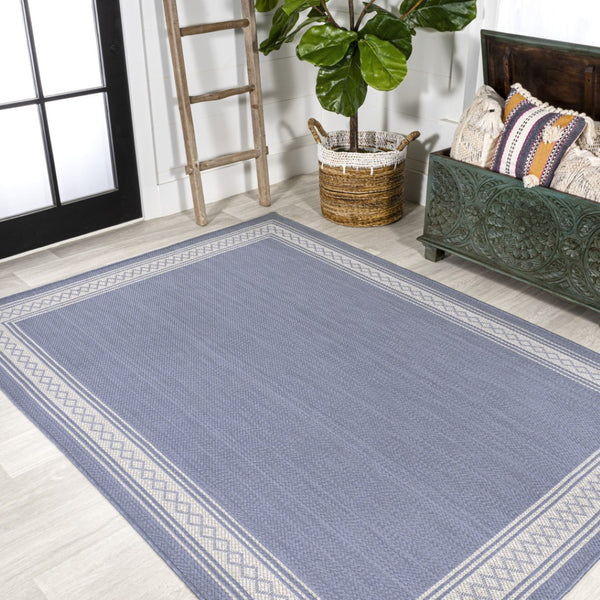 HomeRoots 8' X 10' Blue And Cream Rectangular Area Rug – Stylish, Durable, Low Maintenance for Indoor & Outdoor Use 702926