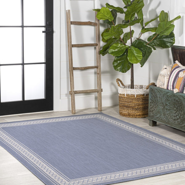 HomeRoots 8' X 10' Blue And Cream Rectangular Area Rug – Stylish, Durable, Low Maintenance for Indoor & Outdoor Use 702926
