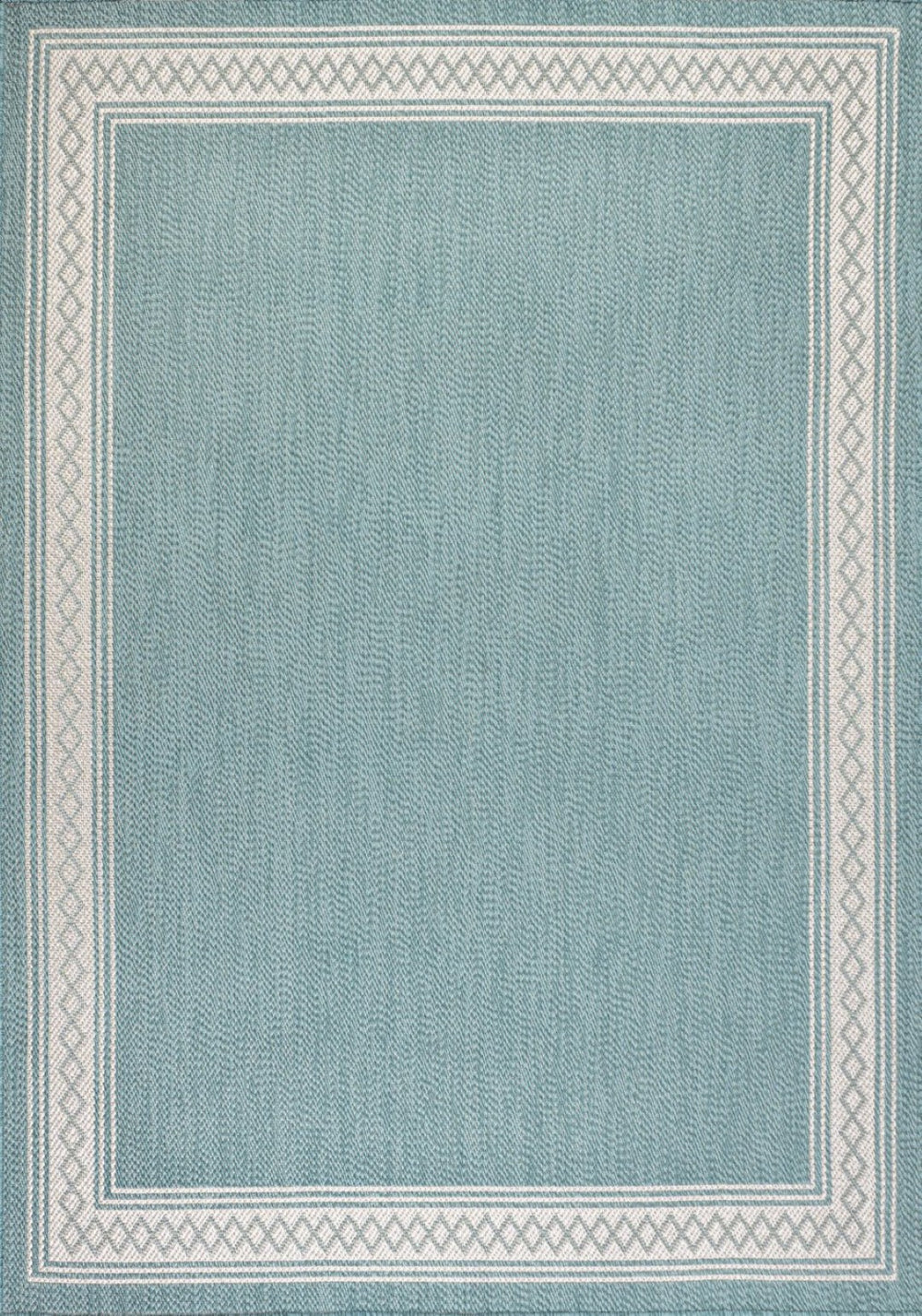 HomeRoots 5' Aqua & Light Gray Indoor/Outdoor Area Rug - Durable, Versatile, Weather-Resistant Design for All Spaces 702928