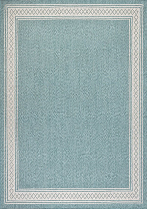 HomeRoots 5' Aqua & Light Gray Indoor/Outdoor Area Rug - Durable, Versatile, Weather-Resistant Design for All Spaces 702928
