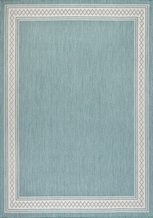 HomeRoots 5' Aqua & Light Gray Indoor/Outdoor Area Rug - Durable, Versatile, Weather-Resistant Design for All Spaces 702928