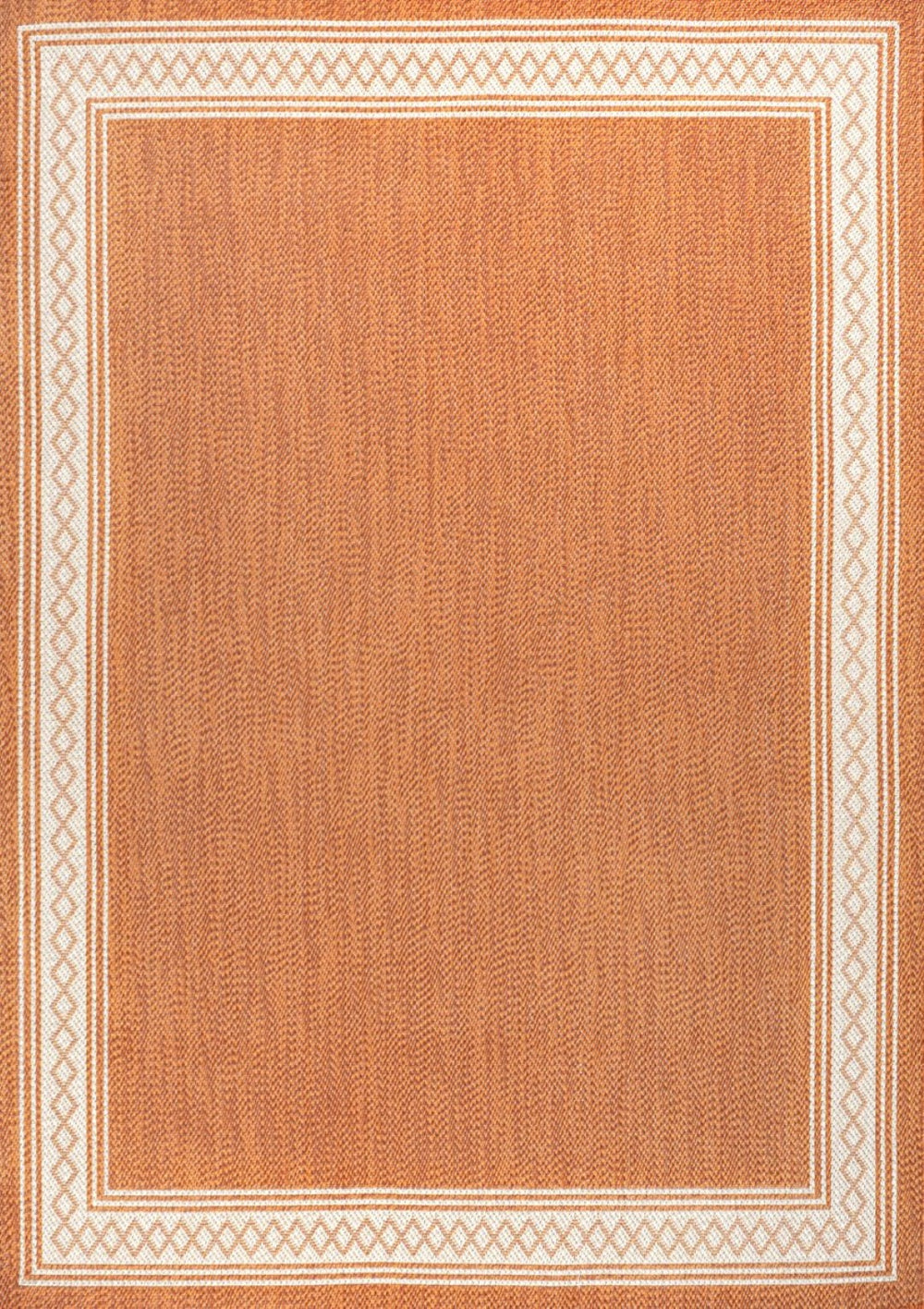 HomeRoots 5' Orange and Cream Indoor Outdoor Area Rug - Durable, Stylish, Low Maintenance for Any Space! 702931