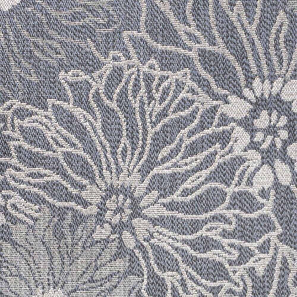 HomeRoots 5' X 8' Navy Blue and Gray Floral Area Rug – Elegant Indoor/Outdoor Design, Durable & Easy Care! 702943