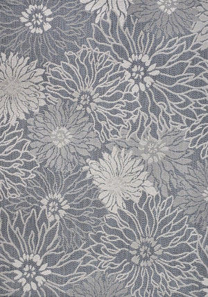 HomeRoots 5' X 8' Navy Blue and Gray Floral Area Rug – Elegant Indoor/Outdoor Design, Durable & Easy Care! 702943