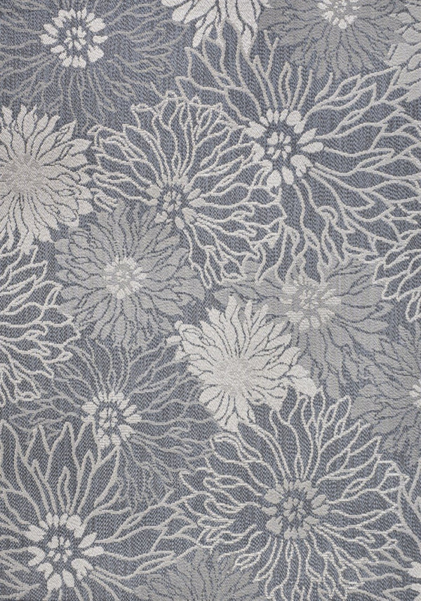 HomeRoots 5' X 8' Navy Blue and Gray Floral Area Rug – Elegant Indoor/Outdoor Design, Durable & Easy Care! 702943
