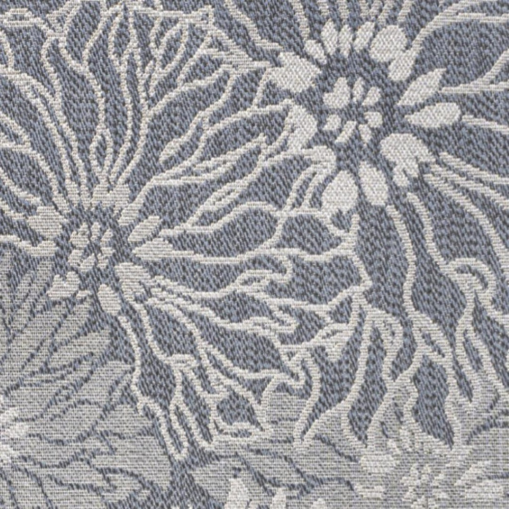 HomeRoots 8' X 10' Navy Blue and Gray Floral Area Rug – Durable, Stylish Design for Indoor & Outdoor Spaces 702944