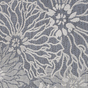 HomeRoots 8' X 10' Navy Blue and Gray Floral Area Rug – Durable, Stylish Design for Indoor & Outdoor Spaces 702944