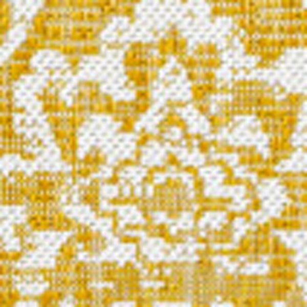 HomeRoots 5' Stylish Yellow and Cream Medallion Area Rug - Durable Indoor Outdoor Floor Covering for Any Space 702947