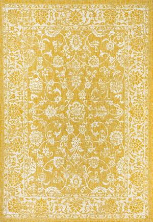 HomeRoots 9' X 12' Medallion Area Rug in Yellow & Cream – Stylish Indoor/Outdoor Durable Design for Any Space 702949