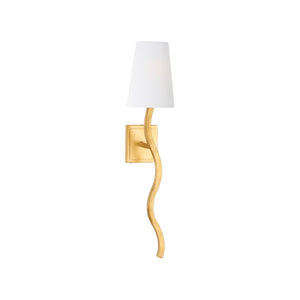 Chelsea House Sway Hand-Applied Antique Gold Leaf Wall Sconce (Left) — Slender Curved Designer Ambient Light 70295