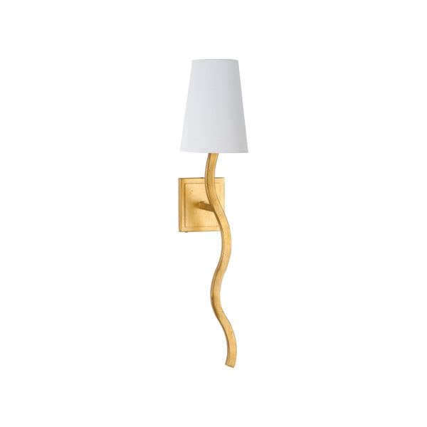 Chelsea House Sway Hand-Applied Antique Gold Leaf Wall Sconce (Left) — Slender Curved Designer Ambient Light 70295