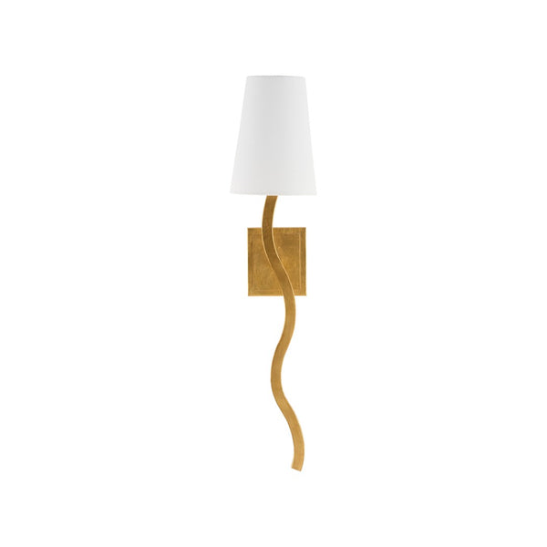 Chelsea House Sway Hand-Applied Antique Gold Leaf Wall Sconce (Left) — Slender Curved Designer Ambient Light 70295