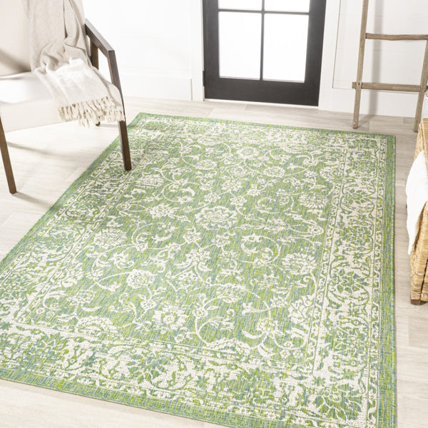 HomeRoots 8' Cream and Green Medallion Area Rug - Stylish Indoor/Outdoor Comfort, Durable, Easy Care, 8x10 Size 702953