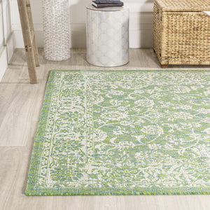 HomeRoots 8' Cream and Green Medallion Area Rug - Stylish Indoor/Outdoor Comfort, Durable, Easy Care, 8x10 Size 702953