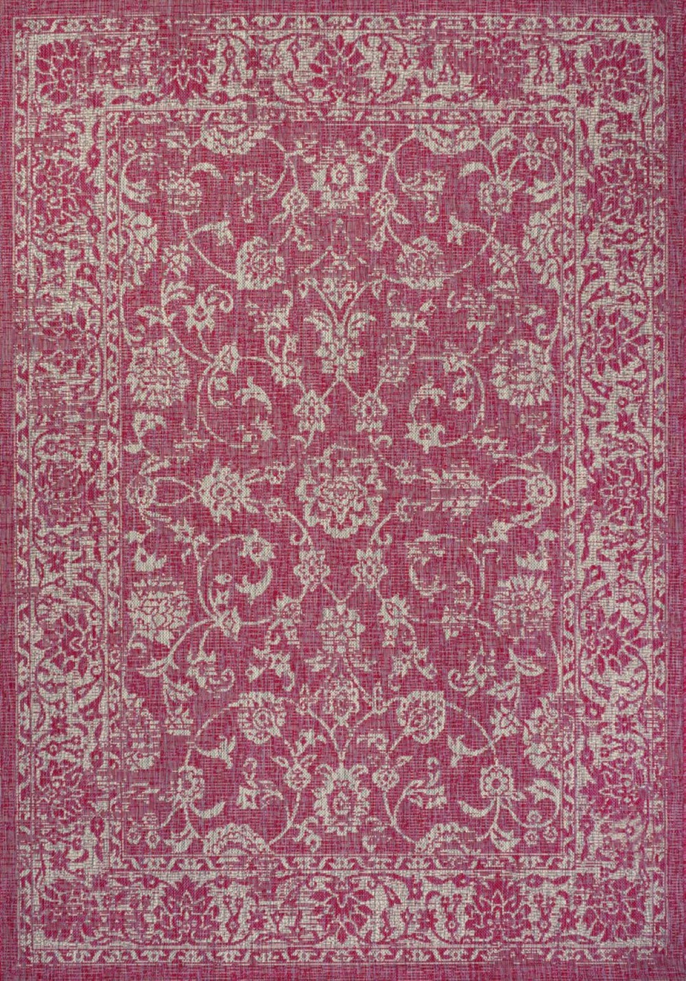 HomeRoots 9' Fuchsia and Light Gray Medallion Area Rug - Versatile, Durable Indoor/Outdoor Design for Style! 702959