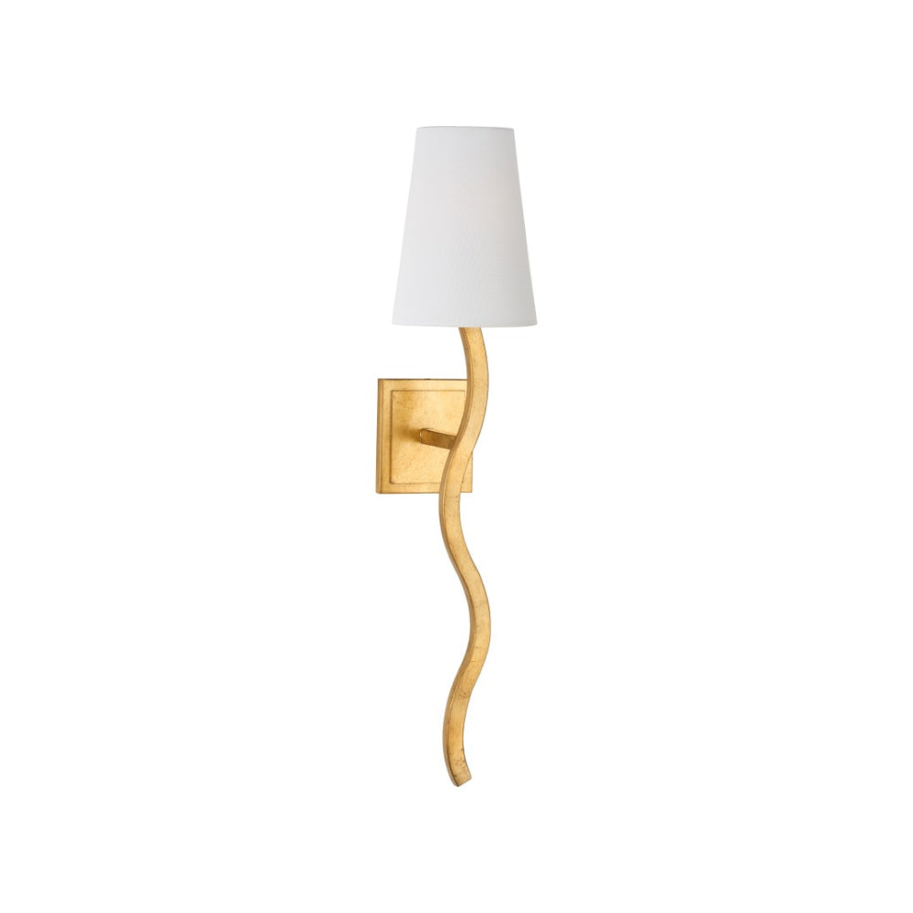 Chelsea House Sway Gold Leaf Right-Facing Wall Sconce By Jamie Merida — Slender Curved Antique Gilt Accent Light 70296