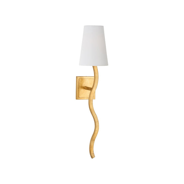 Chelsea House Sway Gold Leaf Right-Facing Wall Sconce By Jamie Merida — Slender Curved Antique Gilt Accent Light 70296