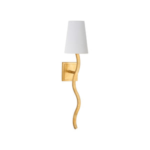 Chelsea House Sway Gold Leaf Right-Facing Wall Sconce By Jamie Merida — Slender Curved Antique Gilt Accent Light 70296
