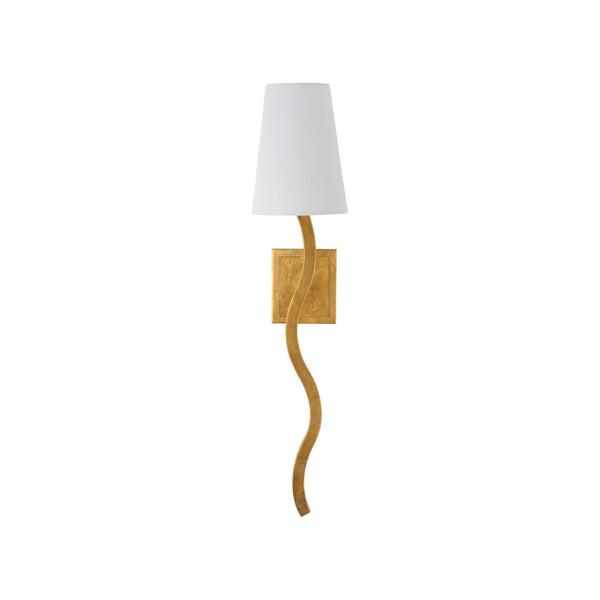 Chelsea House Sway Gold Leaf Right-Facing Wall Sconce By Jamie Merida — Slender Curved Antique Gilt Accent Light 70296