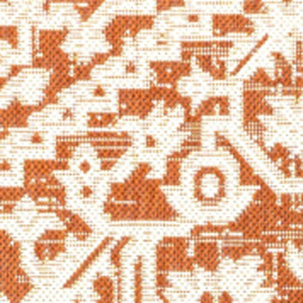 HomeRoots 5' Orange and Cream Medallion Area Rug – Durable Indoor/Outdoor Style for Living Spaces & Patios 702962