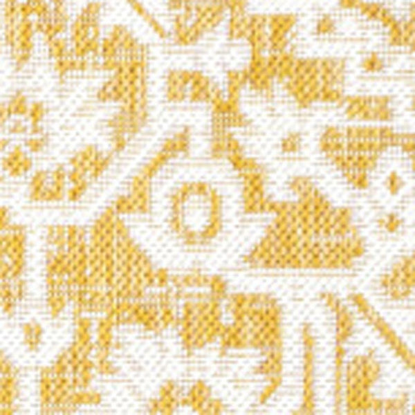 HomeRoots 9' Yellow and Cream Medallion Indoor Outdoor Area Rug - Stylish, Durable, and Easy to Maintain for All Spaces 702979