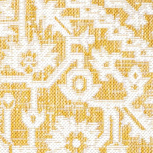 HomeRoots 9' Yellow and Cream Medallion Indoor Outdoor Area Rug - Stylish, Durable, and Easy to Maintain for All Spaces 702979