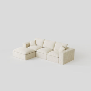 English Elm 108" Cloud Sectional Couch Modular L-Shape Chaise, Plush Corduroy Upholstered Sofa with Deep Seat Beige W3361S00003