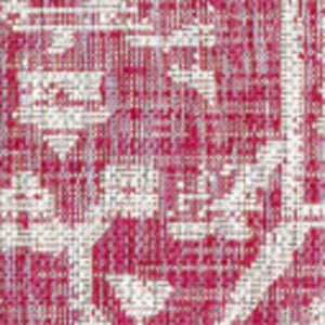 HomeRoots 5' Medallion Indoor Outdoor Area Rug in Fuchsia & Light Gray - Durable, Stylish, Easy Care! 702982
