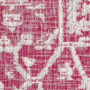 HomeRoots 5' Medallion Indoor Outdoor Area Rug in Fuchsia & Light Gray - Durable, Stylish, Easy Care! 702982