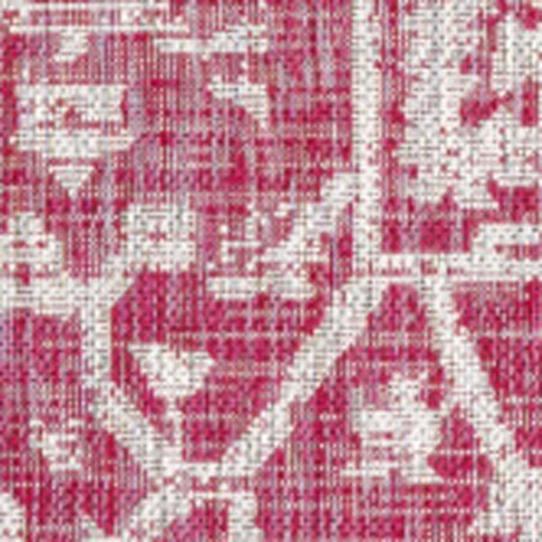 HomeRoots 5' Medallion Indoor Outdoor Area Rug in Fuchsia & Light Gray - Durable, Stylish, Easy Care! 702982