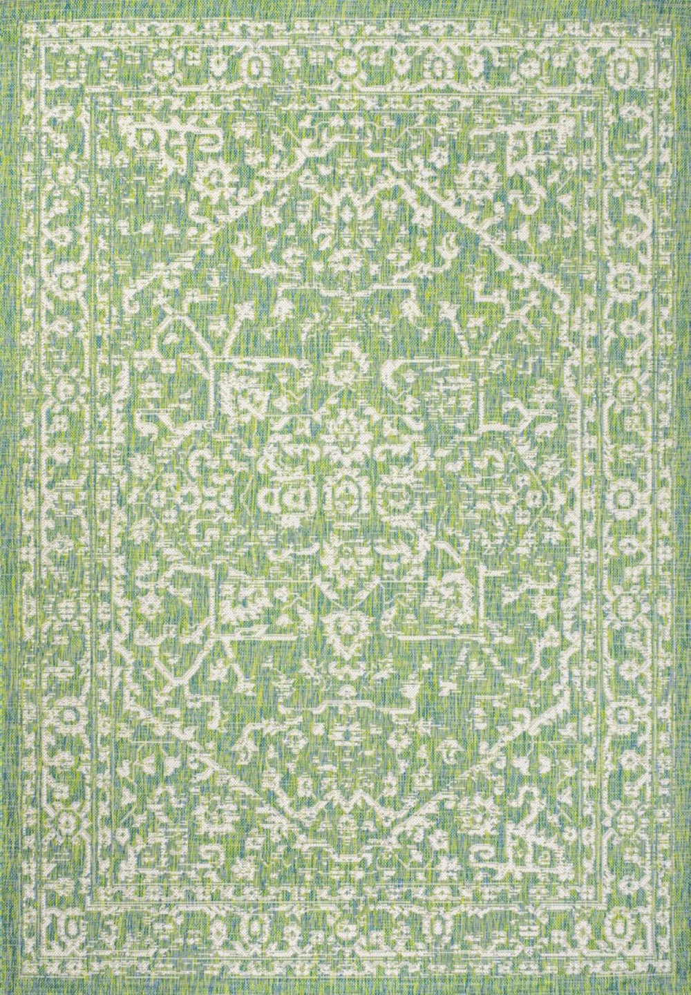 HomeRoots 9' X 12' Cream and Green Medallion Area Rug – Timeless Design for Indoor & Outdoor Elegance 702989