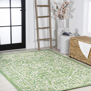 HomeRoots 9' X 12' Cream and Green Medallion Area Rug – Timeless Design for Indoor & Outdoor Elegance 702989