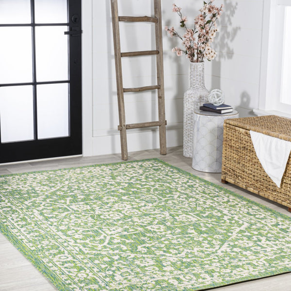 HomeRoots 9' X 12' Cream and Green Medallion Area Rug – Timeless Design for Indoor & Outdoor Elegance 702989