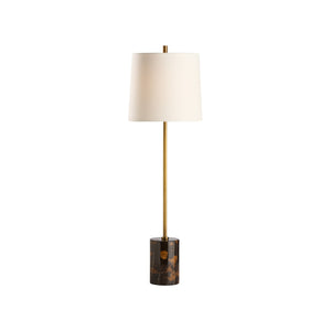 Chelsea House Lambeth Marble Table Lamp With Brown Veined Base & Antique Brass Stem, Minimalist Warm Glow 70299