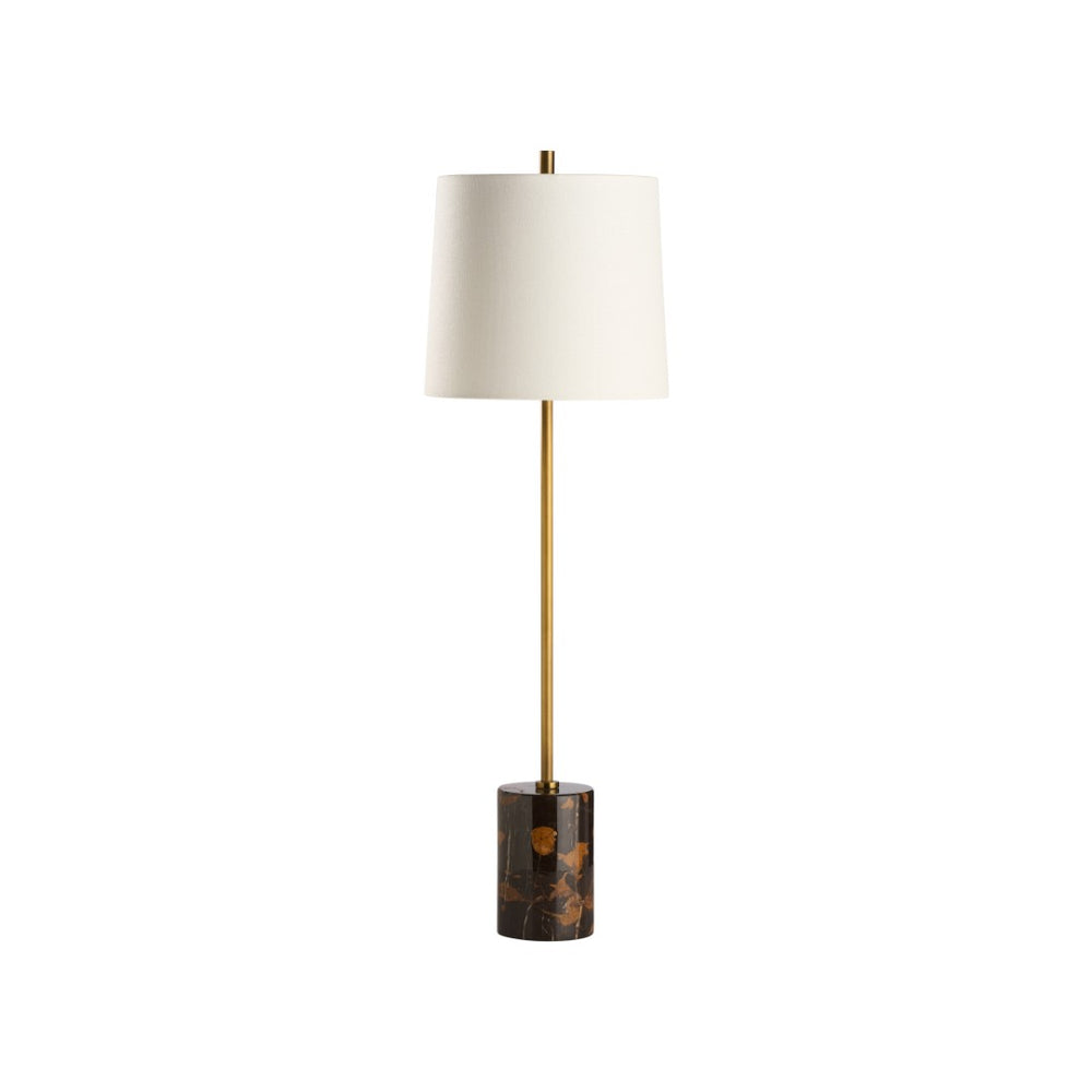 Chelsea House Lambeth Marble Table Lamp With Brown Veined Base & Antique Brass Stem, Minimalist Warm Glow 70299