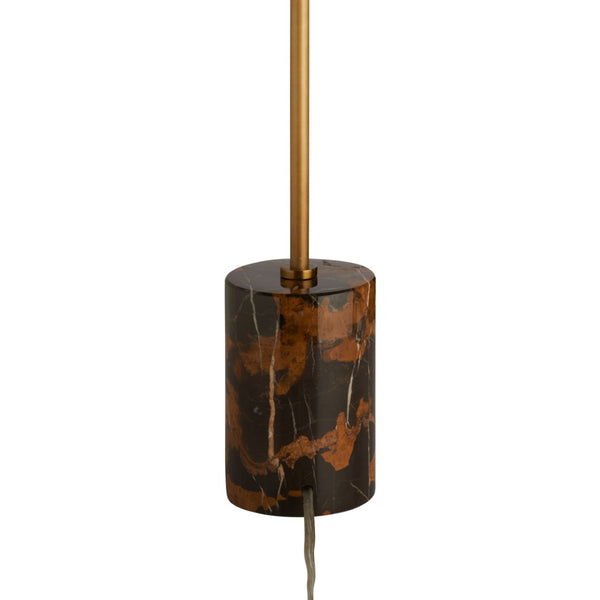 Chelsea House Lambeth Marble Table Lamp With Brown Veined Base & Antique Brass Stem, Minimalist Warm Glow 70299