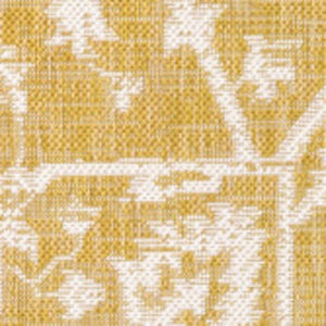 HomeRoots 8' Yellow and Cream Medallion Area Rug - Stylish, Durable, Indoor-Outdoor Design for Any Space! 702993