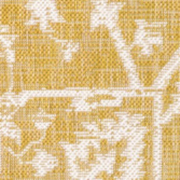 HomeRoots 8' Yellow and Cream Medallion Area Rug - Stylish, Durable, Indoor-Outdoor Design for Any Space! 702993