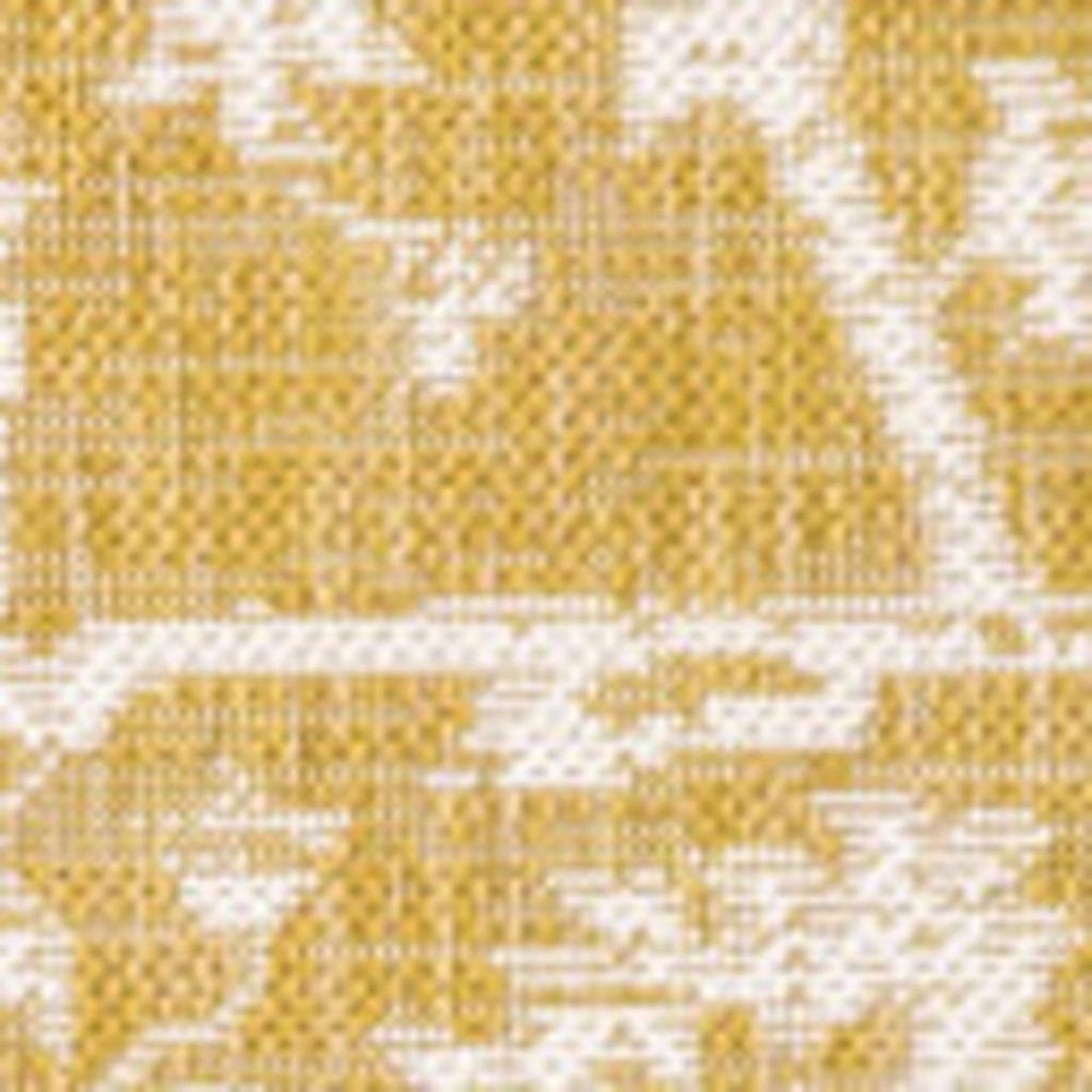 HomeRoots 9' X 12' Yellow And Cream Medallion Rug - Versatile Indoor/Outdoor Area Rug for Stylish Living Spaces 702994