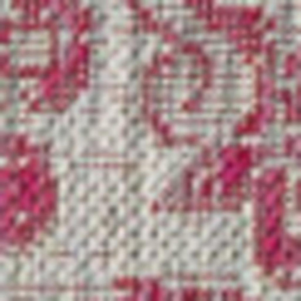 HomeRoots 5' X 8' Stylish Light Gray & Fuchsia Medallion Rug - Durable, Indoor/Outdoor, Easy Care & Chic Design 702997