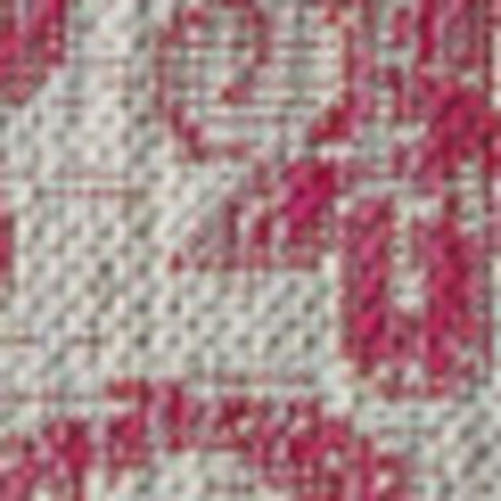 HomeRoots 8' X 10' Light Gray & Fuchsia Medallion Area Rug - Durable, Stylish for Indoor & Outdoor Spaces 702998