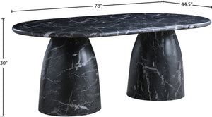 Meridian Furniture Cosenza Art Deco Concrete Dining Table Seats Eight to Ten Indoors or Outdoors Black 78 inches 702Black-T