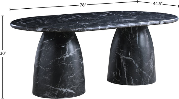 Meridian Furniture Cosenza Art Deco Concrete Dining Table Seats Eight to Ten Indoors or Outdoors Black 78 inches 702Black-T