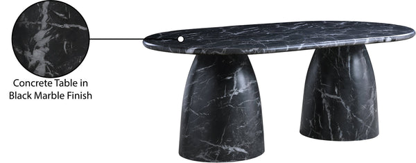 Meridian Furniture Cosenza Art Deco Concrete Dining Table Seats Eight to Ten Indoors or Outdoors Black 78 inches 702Black-T