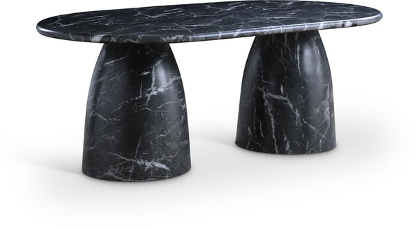Meridian Furniture Cosenza Art Deco Concrete Dining Table Seats Eight to Ten Indoors or Outdoors Black 78 inches 702Black-T